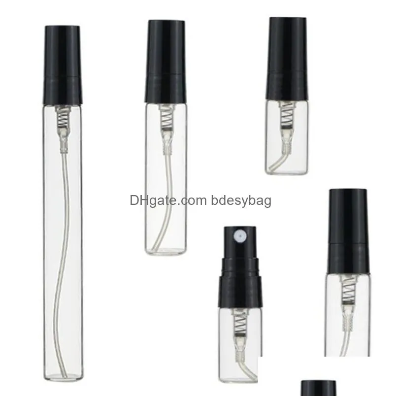 2ml 3ml 5ml 10ml portable spray bottle refillable clear glass bottles sample vial cosmetic atomizers container for travel