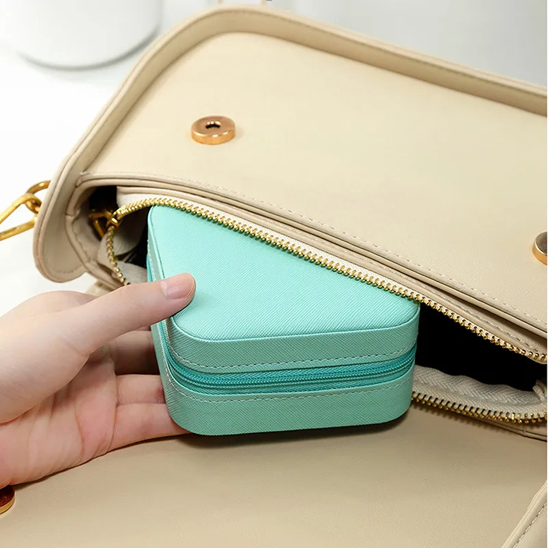 jewelry travel case boxes portable box pu leather storage box gift rings earrings necklace display case
