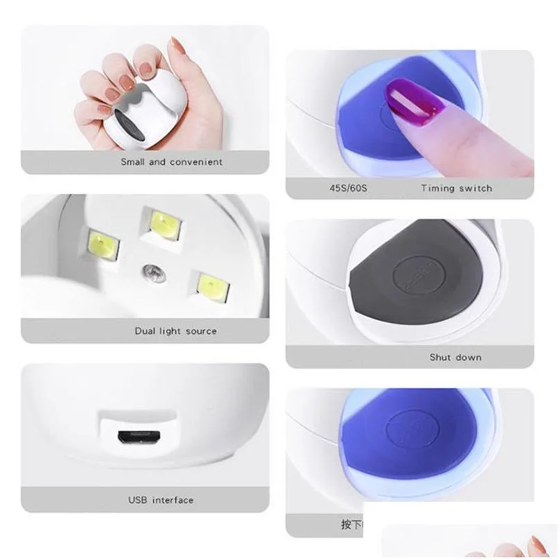 mini egg shape p otherapy lamp small led nail light 3w timing machine for gel polish false glue varnish dry