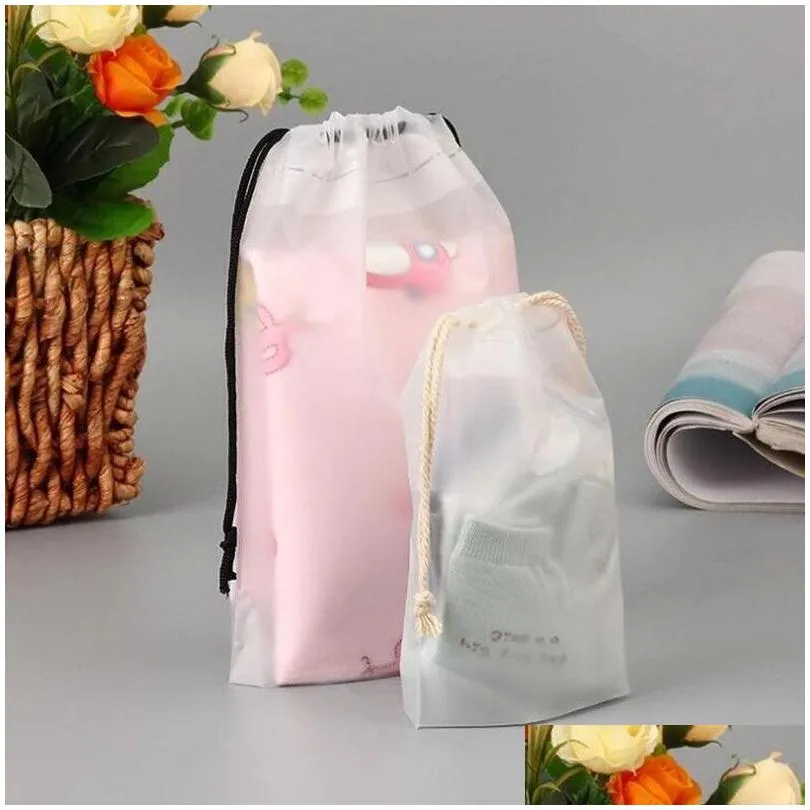 translucent shoes bags for travel storage packing large clear drawstring bag cosmetic cotton storage