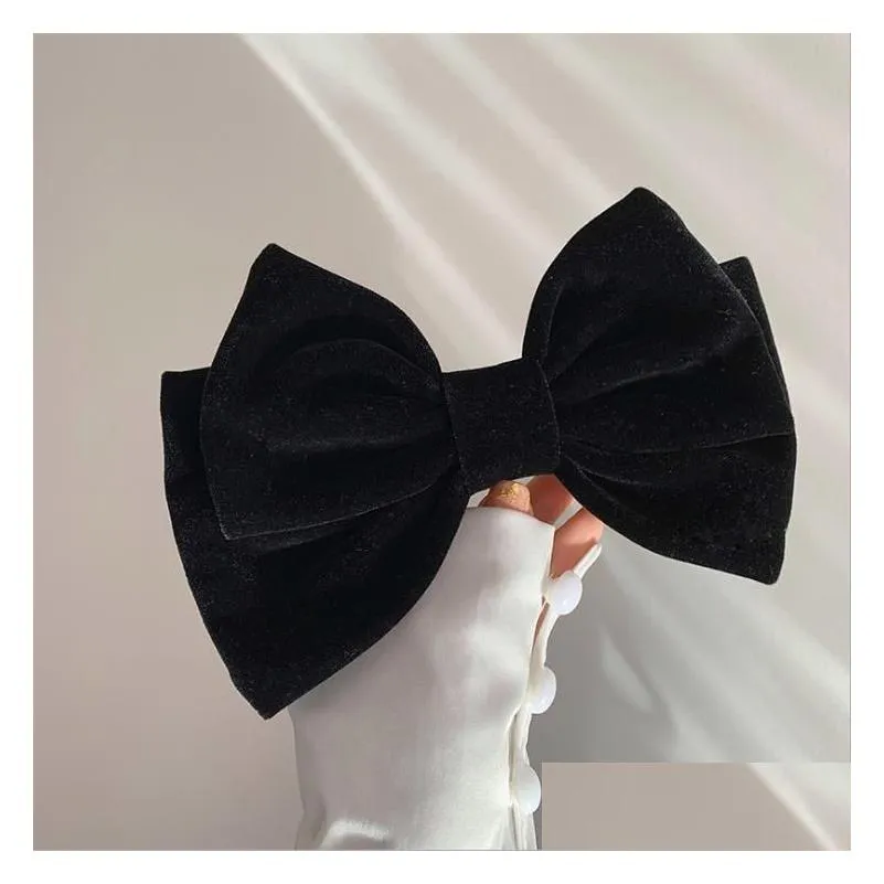 red velvet large bow hairpins top hair hairpin female simple spring back bangs clip headdress