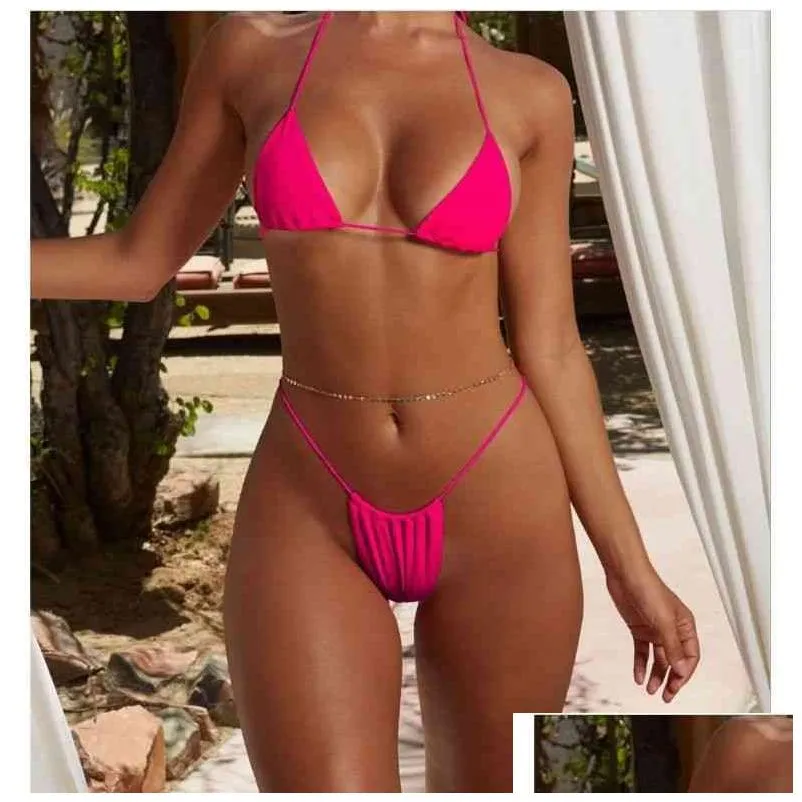 designer beach thong fashion swimsuit bikini set european and american new style lace up bikini y solid color split womens swimsuit 