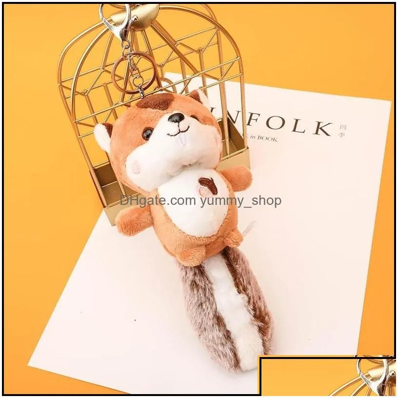 novelty items wholesale creative nut squirrel plush toys big tail doll hine schoolbag pendant car key chain drop delivery home garden