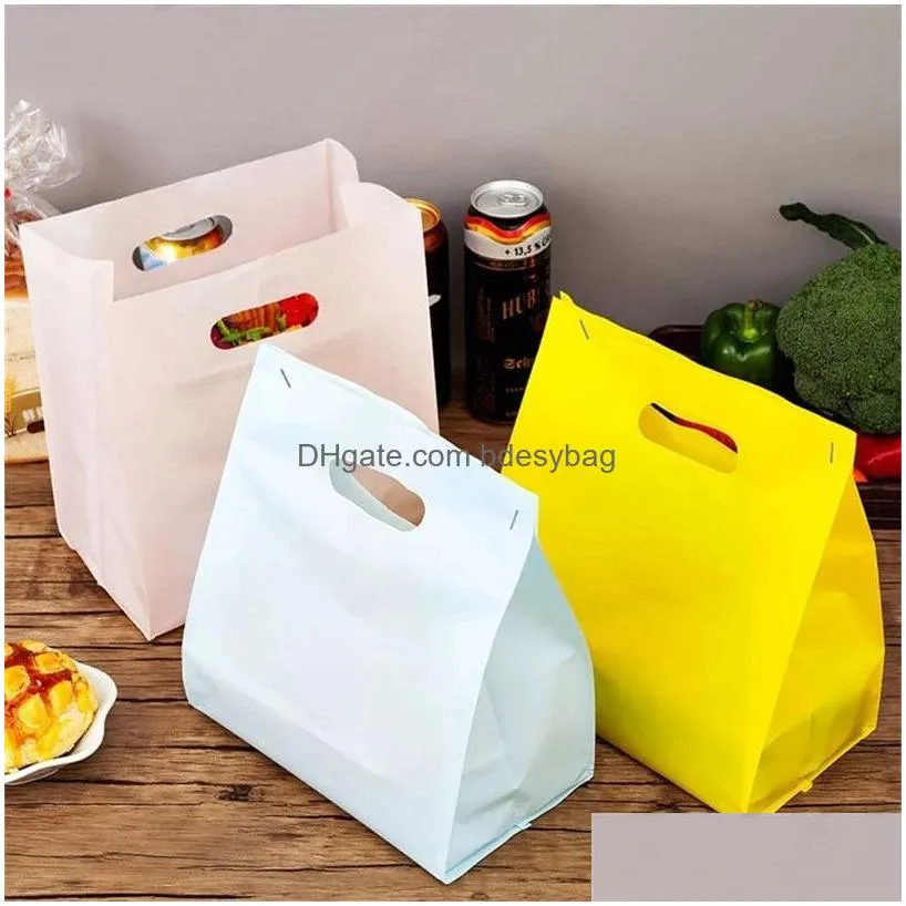 take out bags reusable plastic bag with handles dessert packaging food baking bakery cake tote cosmetic shopping totes