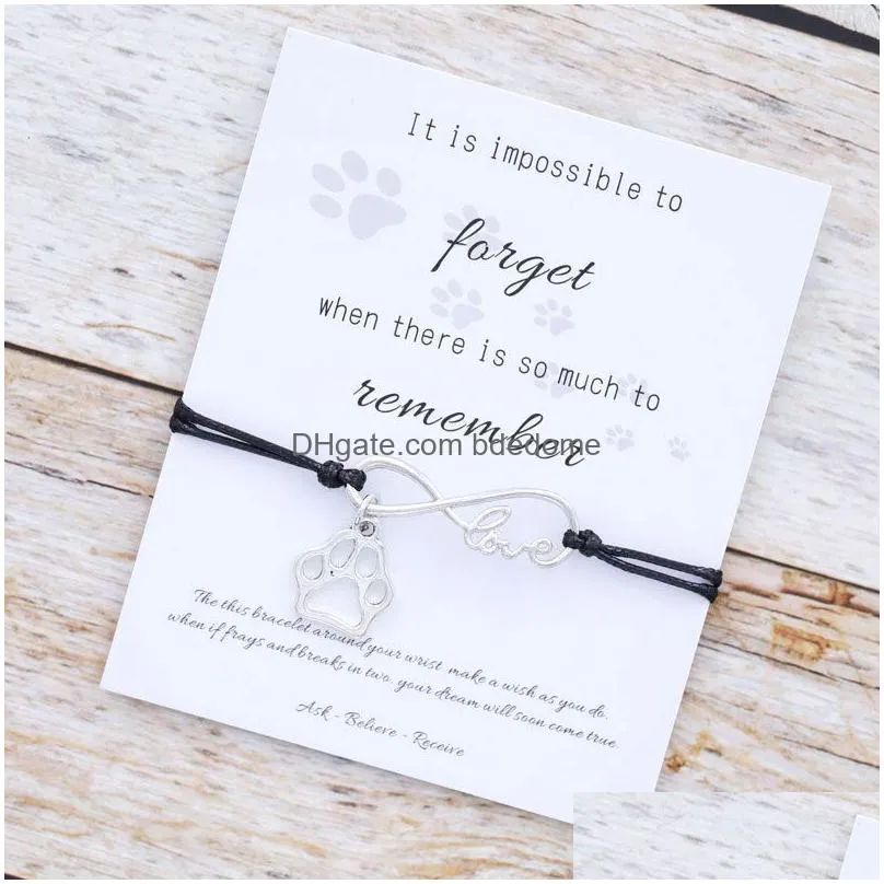 paw infinity love remembrance dog paw memorial bracelet women infinity love dogs lover animal charms pendant bracelet gift