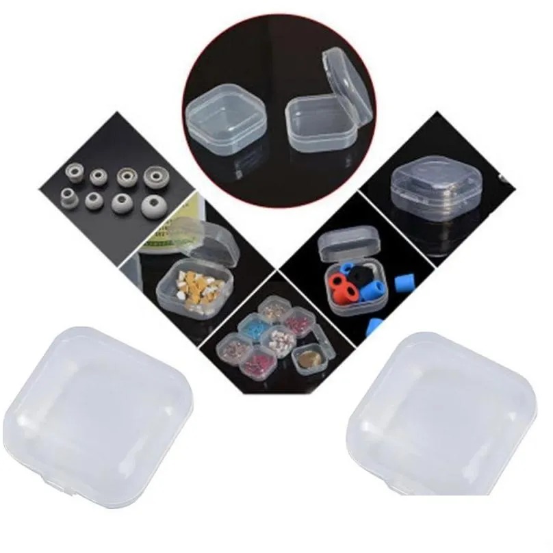 mini square storage containers box with hinged lid clear earplugs storage boxes transparent organizer