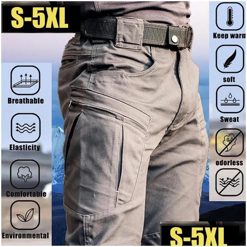 mens pants outdoor cargo man work hiking rip-stop military tactical casual multi-pocket men trousers