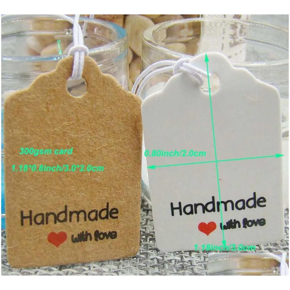 100pcs multi cute brown white paper gift label tag handmade jewelry charms tag round wedding favors  decorative tag