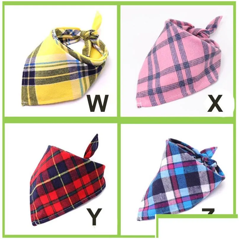 dog bandana plaid pet checked bib scarf adjustable washable triangle kerchiefs handkerchiefs for small medium puppy cat bulk cloth dogs puppies grooming