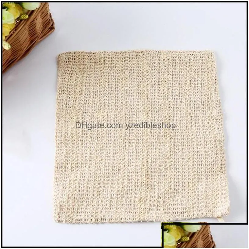 bath brushes sponges scrubbers 25cm natural sisal soap pouch mesh towels face and body exfoliating cloth drop delivery home garde