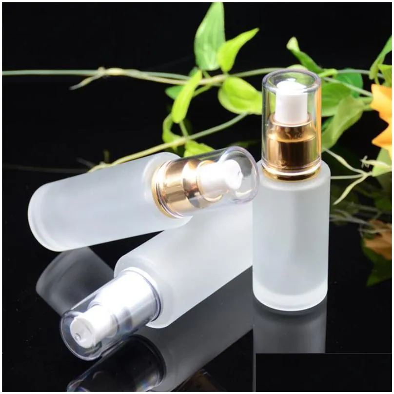 frosted glass cosmetic bottle makeup lotion pump container refillable mist spray perfume bottles 20ml 30ml 40ml 50ml 60ml 80ml 100ml