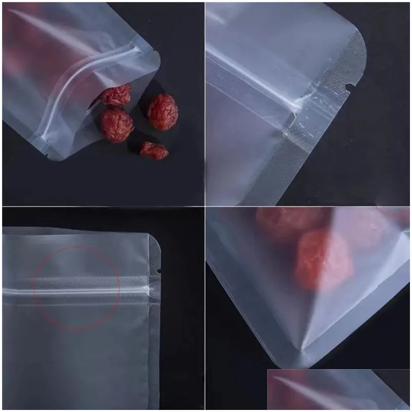 frosted plastic zipper bag flat bottom matte translucent food pouch smell proof bags kitchen storage package pouch