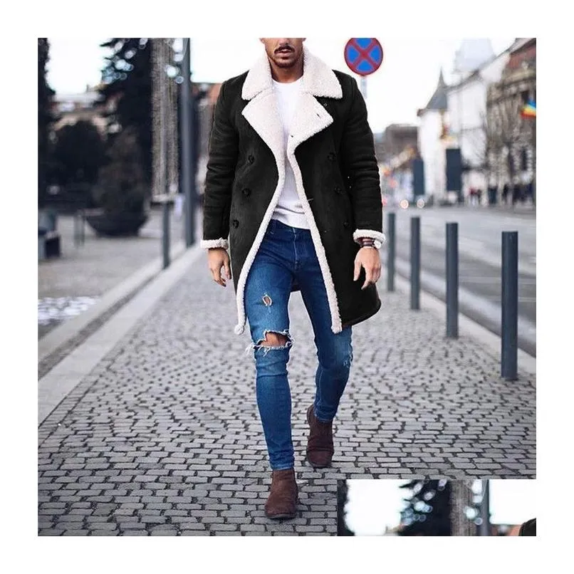 mens trench coats 4 colors mens coat jacket warm imitation suede long windbreaker fashion casual m-3xl