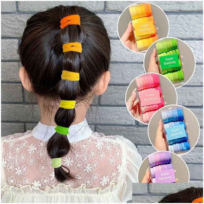 childrens gradual color hair circle hair ornament headwear box rubber band tie towel ring girls do not wrap rope