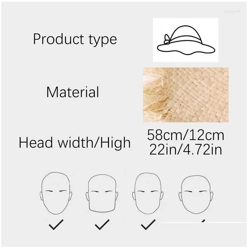 wide brim hats summer handmade natural raffia women flat top straw hat beach lady holiday panama sun protection hatwide