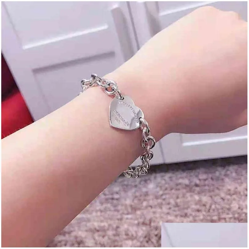 bracelet for women 925 sterling silver heart-shaped pendant o-shaped chain high quality luxury brand jewelry girlfriend gift co