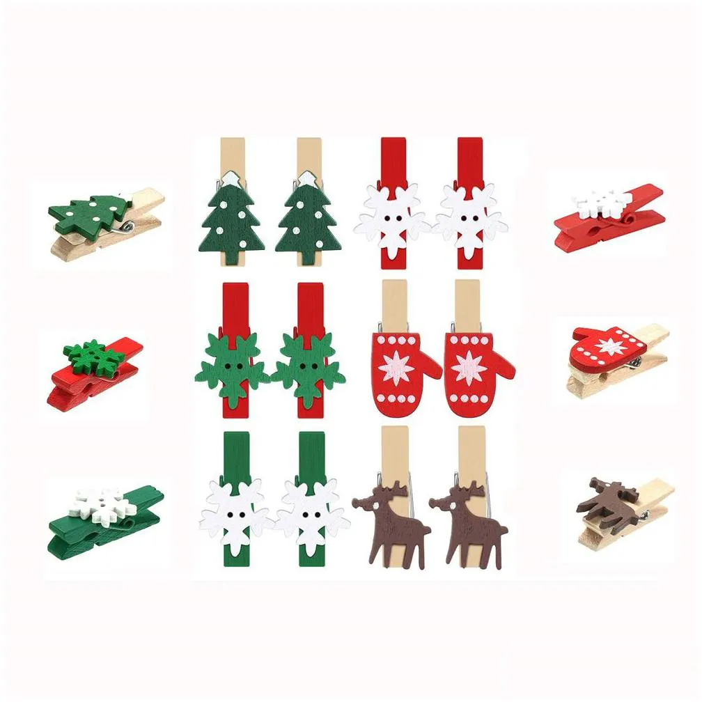 christmas wood clips xmas tree photo peg elk gloves snowflake clothespins for home school art craft decor kdjk2210