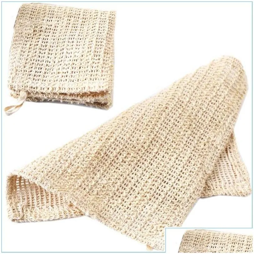 bath brushes sponges scrubbers 25cm natural sisal soap pouch mesh towels face and body exfoliating cloth drop delivery home garde