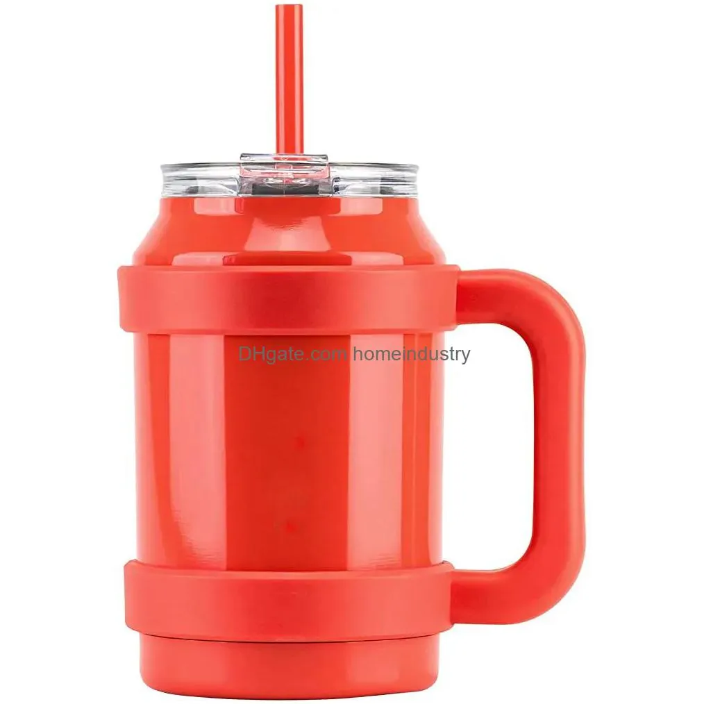 50oz stainless steel quencher tumbler vacuum keep hot and cold mug with handle and straw jy19