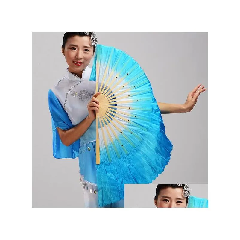 hot festive chinese silk dance fan handmade fans belly dancing props 5 colors kd