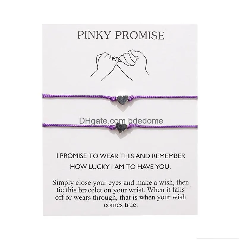 heart pinky promise adjustable bracelets best friends forever lover women girl couple fashion jewelry drop shipping