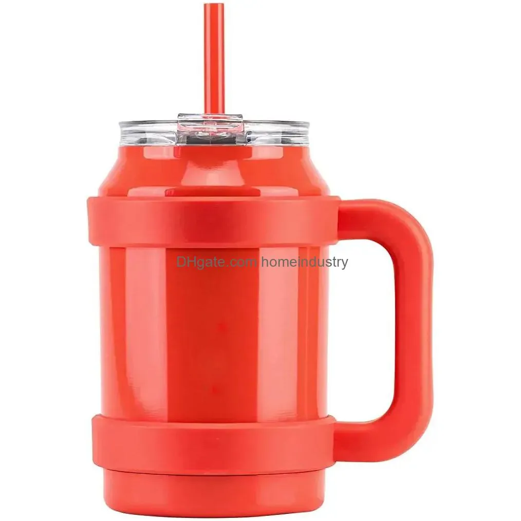 50oz stainless steel quencher tumbler vacuum keep hot and cold mug with handle and straw new jy03