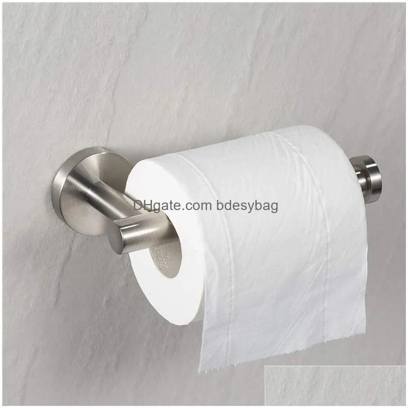 wall mounted bathroom toilet paper holder rack tissue roll stand stainless steel towel shelf black silver accessories