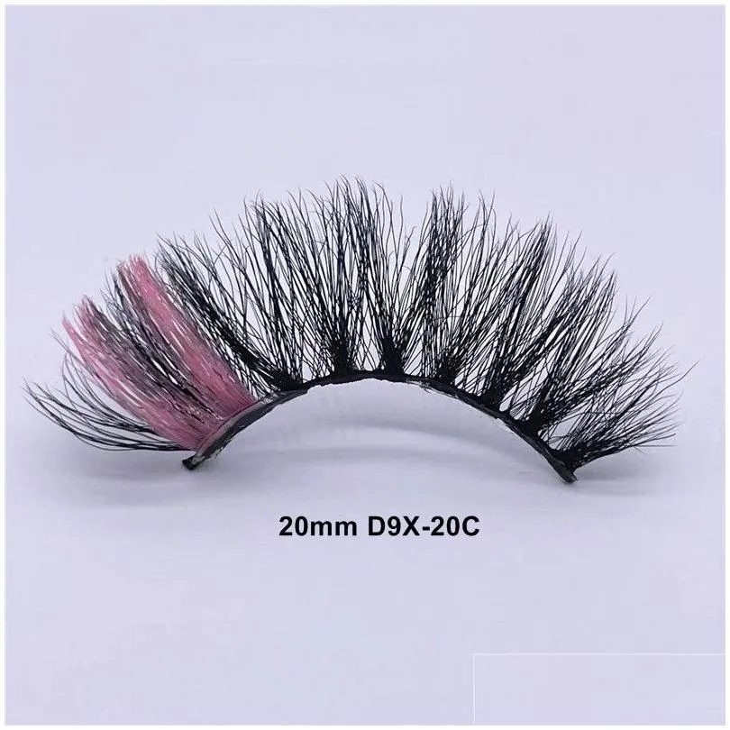 20mm 25mm colorful faux mink eyelashes thick long eye lashes fluffy colored eyelash extension cils makeup