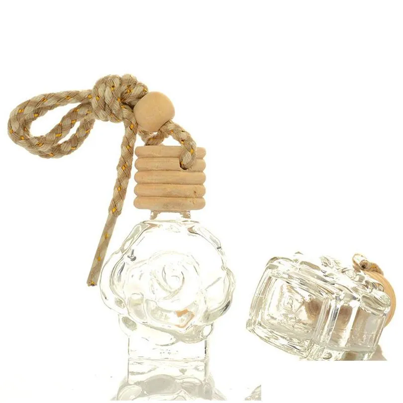 car perfume bottle pendant ornament air freshener fragrance empty glass jars refillable bottles packaging kitchen home bathroom decor