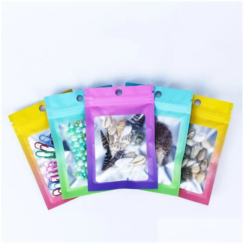 100pcs lot plastic aluminum foil bag smell proof packaging bags gradient color packaging