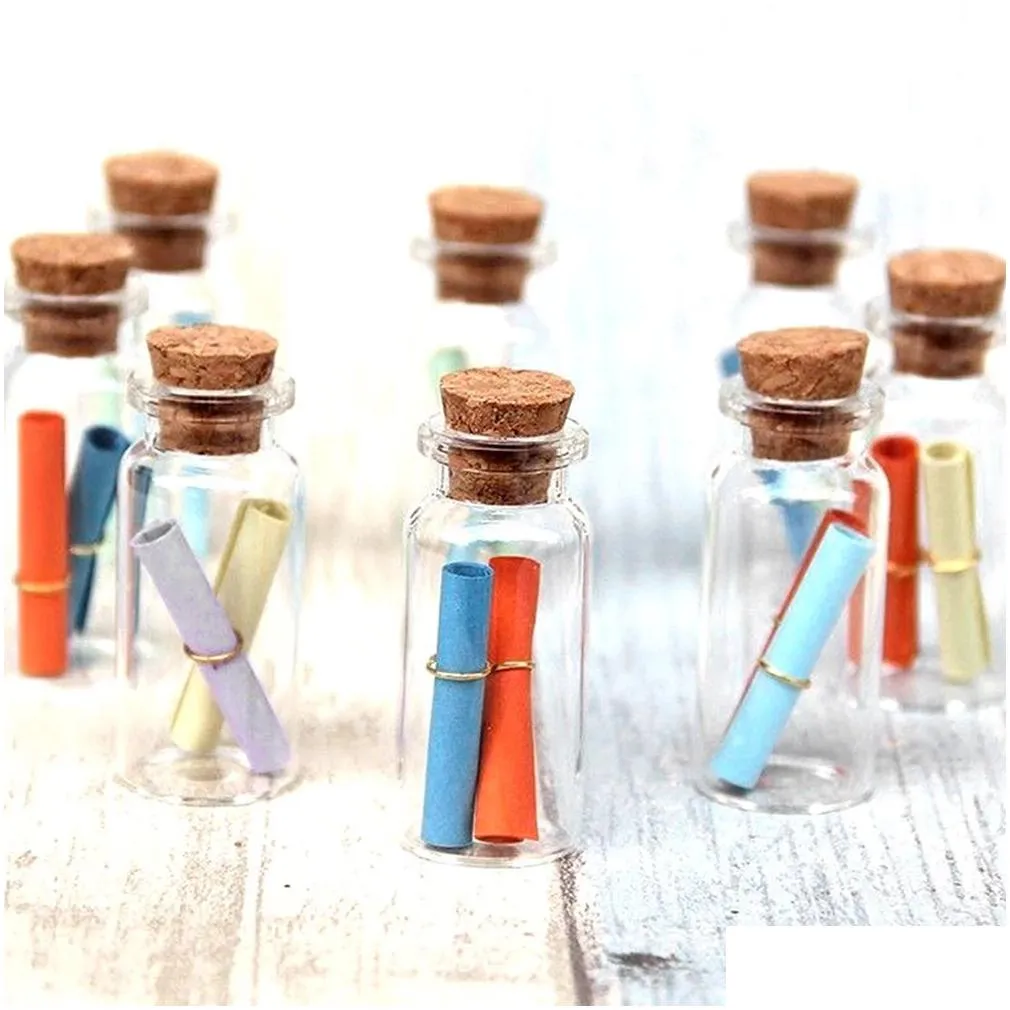 5-30ml mini glass bottles jars with wood cork stoppers for wedding favors halloween decorations