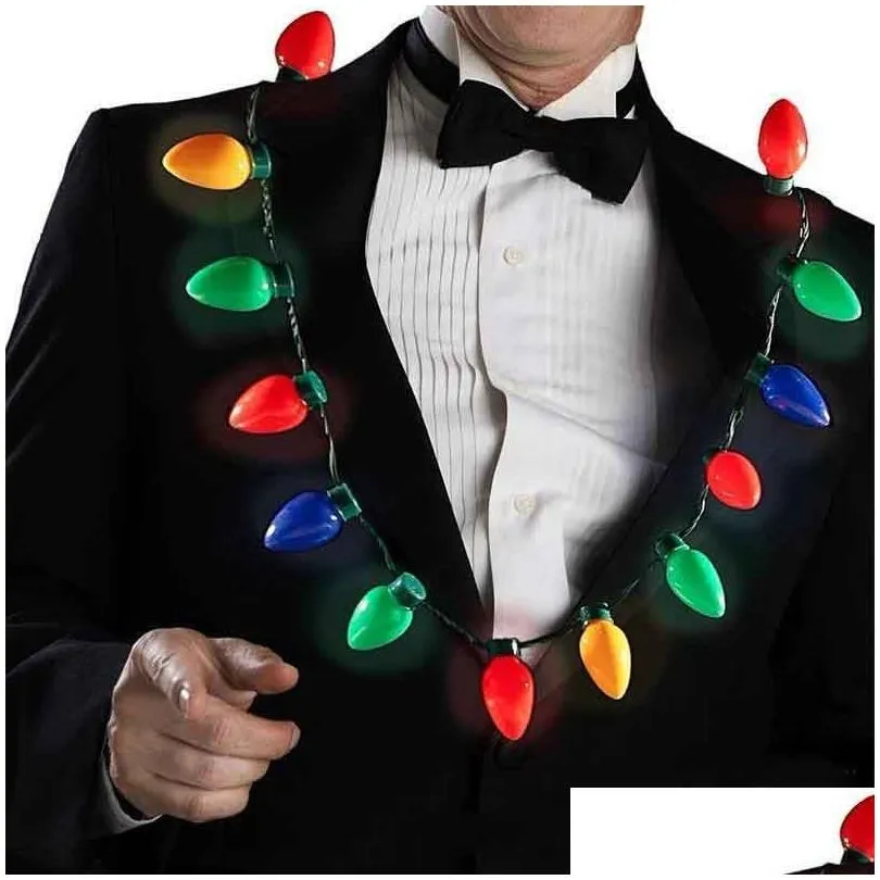 13 bulb led flashing necklace light bulbs flashlight luminous christmas decorations charm party favor gift supplies 100pcs dhs ship