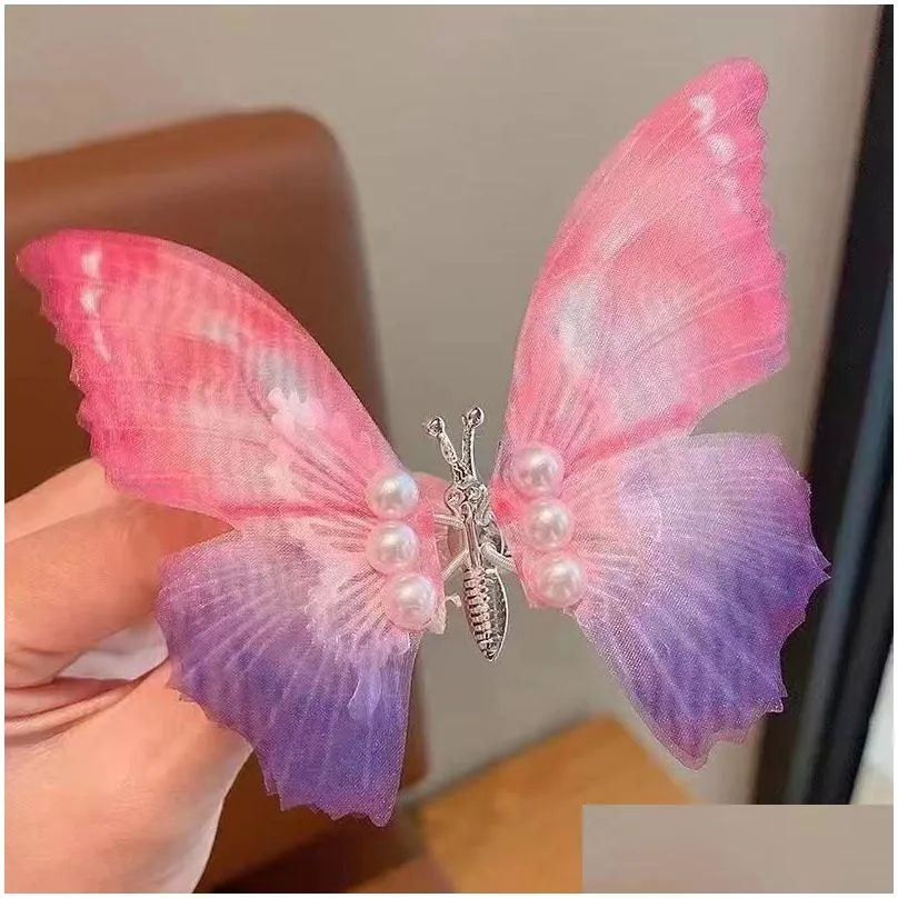 moving butterfly hairpin for childrens forest style super immortal gradient hairpin for net red little girl wing edge clip