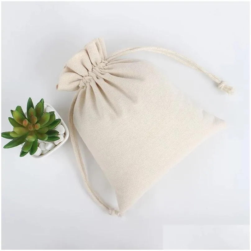 natural linen storage drawstring bags christmas gift package small pouch