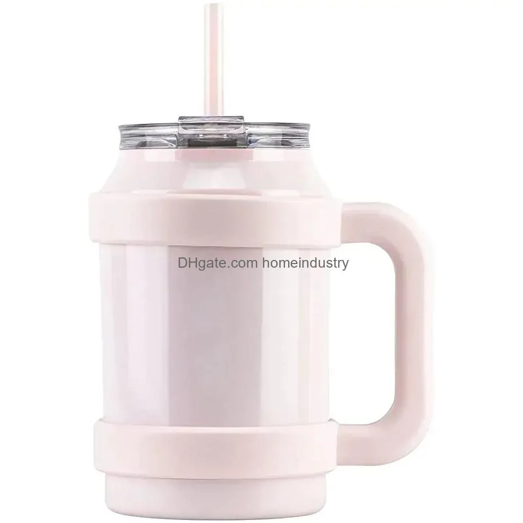 50oz stainless steel quencher tumbler vacuum keep hot and cold mug with handle and straw new jy03