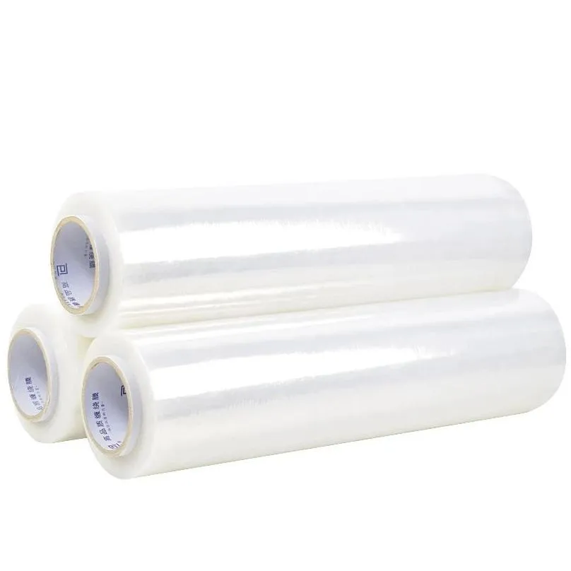 pe stretch film transport plastic packaging transparent drawing winding package goods tray wrapped