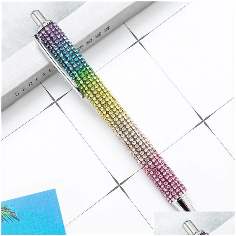 rhinestone bling metal ballpoint pens black ink medium point 1mm gift pen for christmas wedding birthday kdjk2112