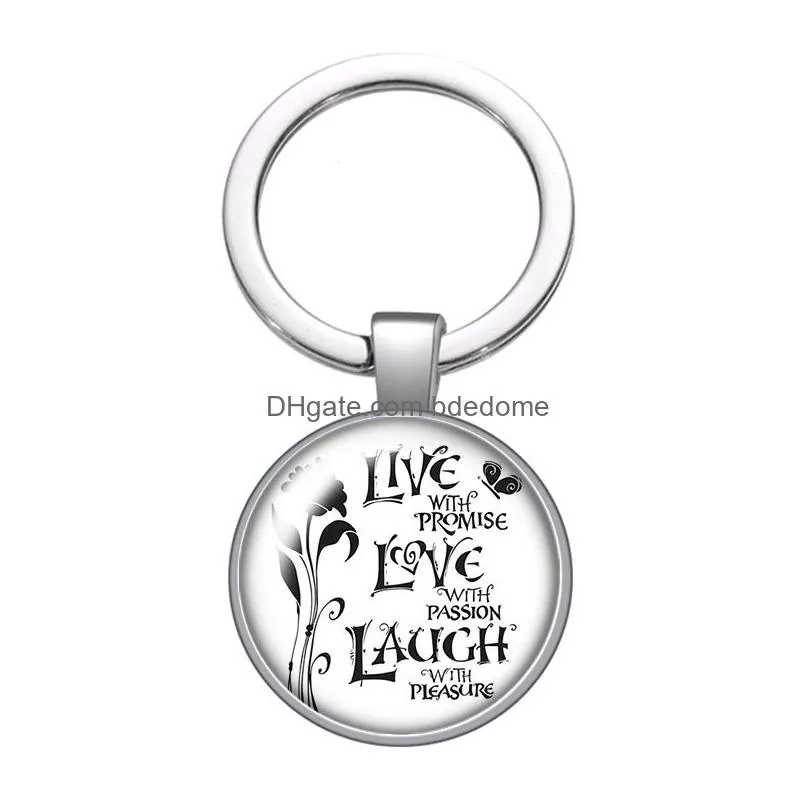 cross faith words hope brave glass cabochon keychain bag car key chain ring holder silver color keychains for men women gifts