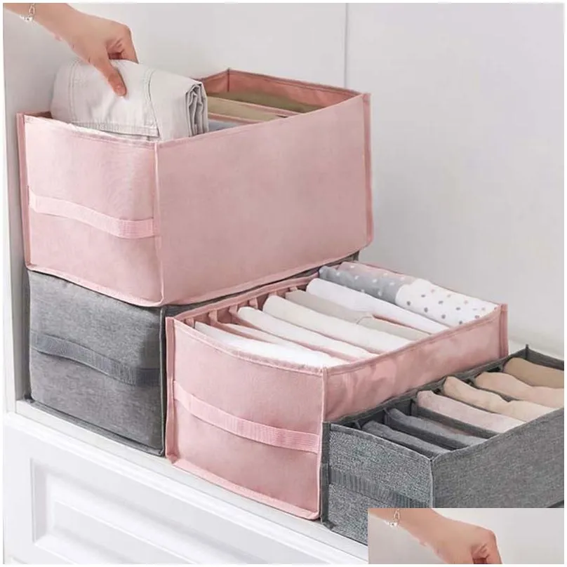 clothing wardrobe storage grids foldable clothes box closet drawer jeans pants bag compartment home cabinet organizer