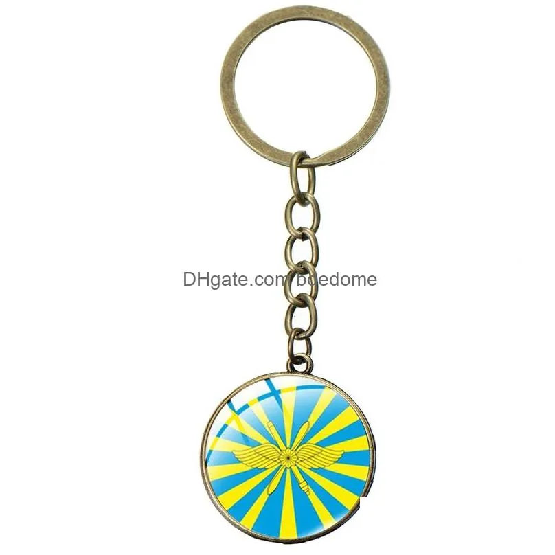 retro russian military army air force charm keychain airborne troop symbol cool print glass cabochon key ring holder men jewelry