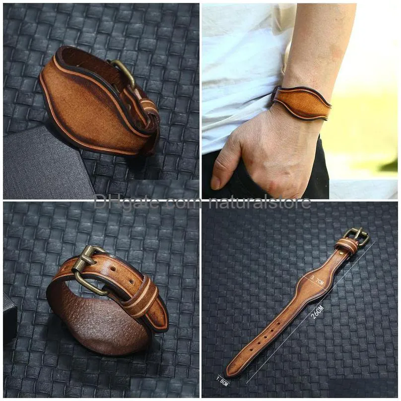 watch shape pin buckle belt cattlehide leather bangle cuff adjustable bracelet wristand for men women fashion jewelry
