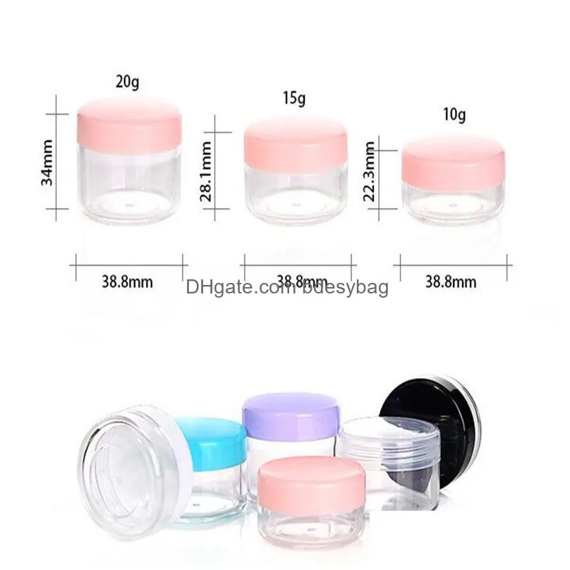 10g 15g 20g jar cosmetic sample bottle empty container clear plastic pot jars makeup containers for lip balm eye shadow packing