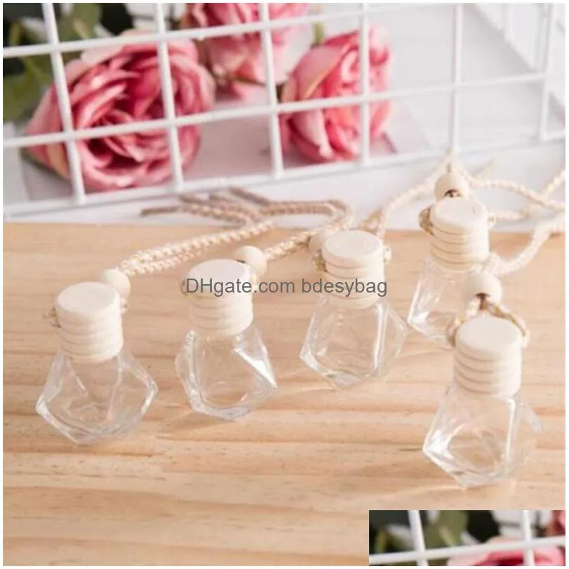 car hanging perfume bottle pendant air freshener diffuser empty refillable glass bottles package for essential oils ornaments