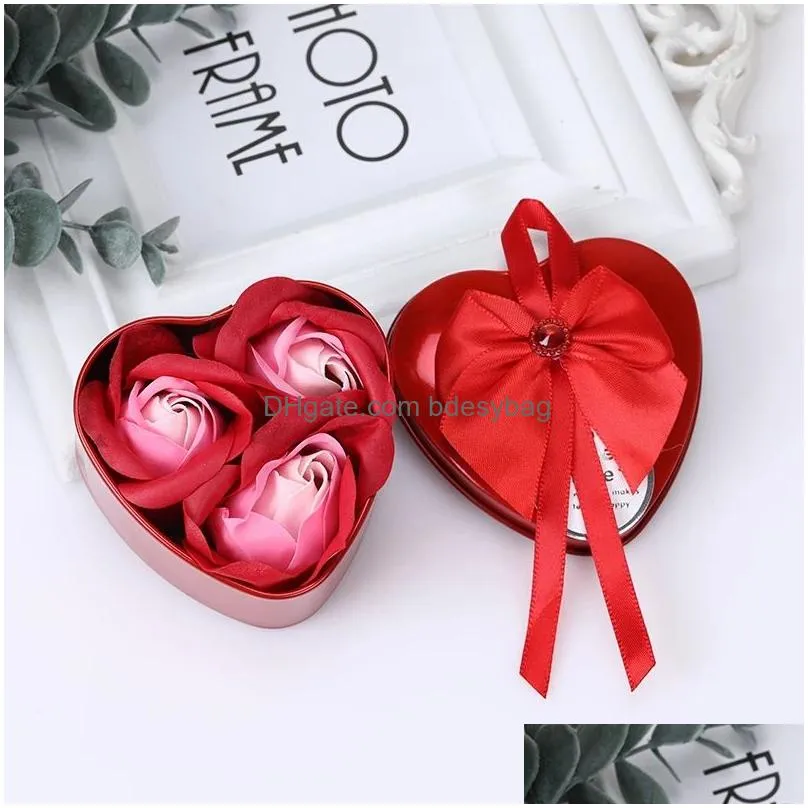 soap rose flower petals artificial flowers in gift box roses soap for women girls mom for christmas decoration