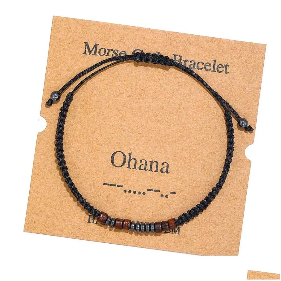 morse code braided wooden wood beaded chakras bracelets for couples multi styles choice