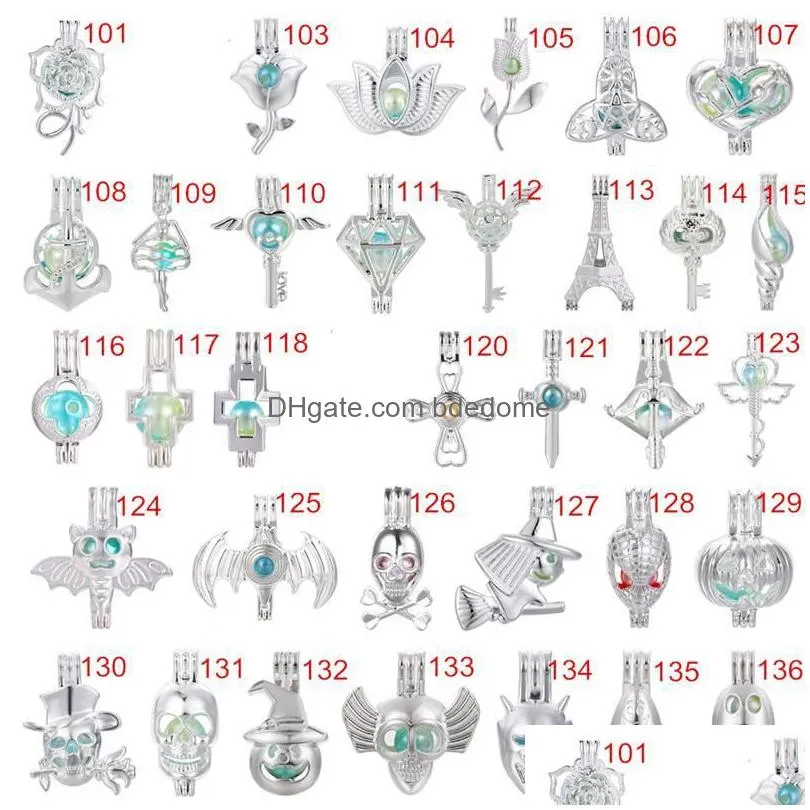 LGSY Pumpkin Cage Pendant For Essential Oils & Pearls - Sterling Silver Diffuser Locket Jewelry