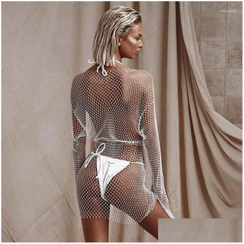 casual dresses black white shiny rhinestones sequin fishnet women mini dress y long sleeve mesh hollow out transparent party