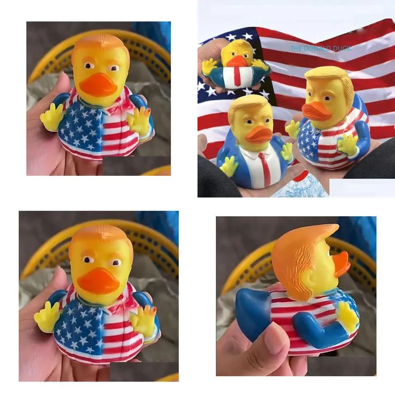 creative pvc flag trump duck party favor bath floating water toy party supplies funny toys gift ss0422