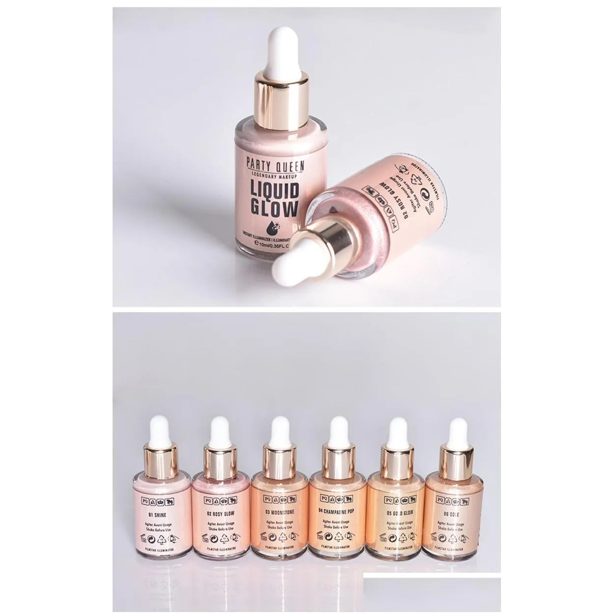 partyqueen liquid highlighter facial makeup face contour shimmer powder base illuminator highlight long lasting cosmetics