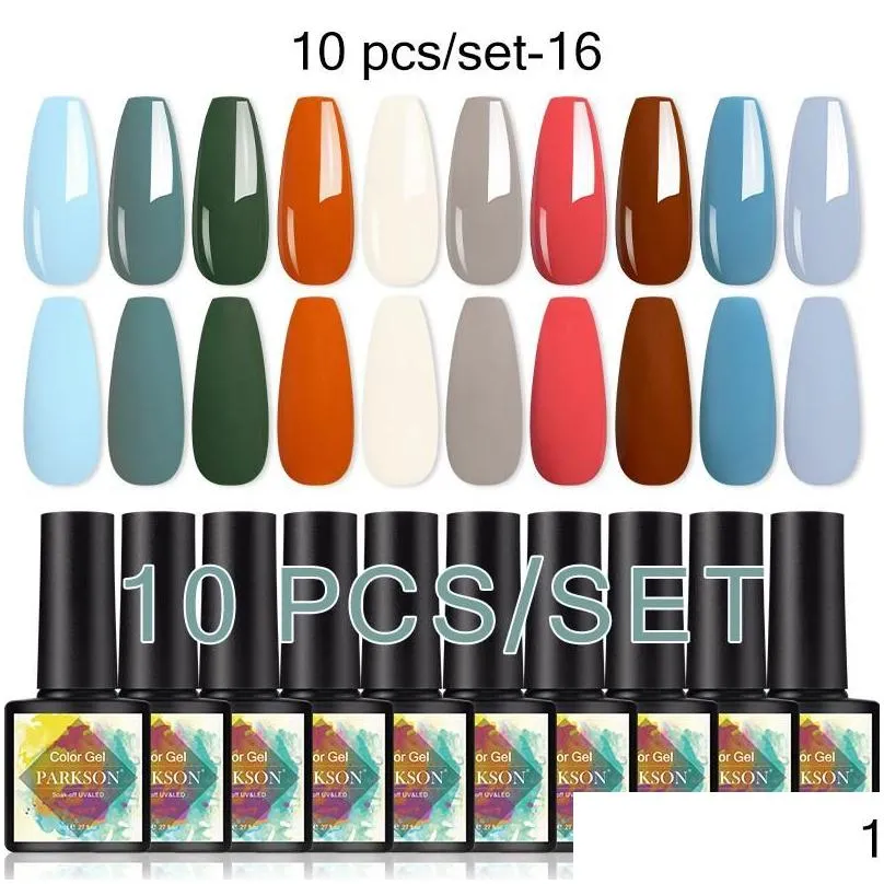 nail gel parkson 10pcs polish set glitter semi permanent hybrid varnish soak off uv led art manicure nails